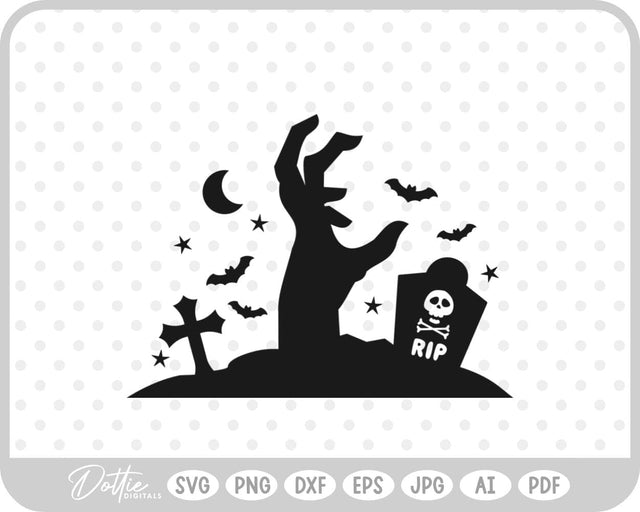 Zombie Hands Grave Halloween SVG DottieDigitals 