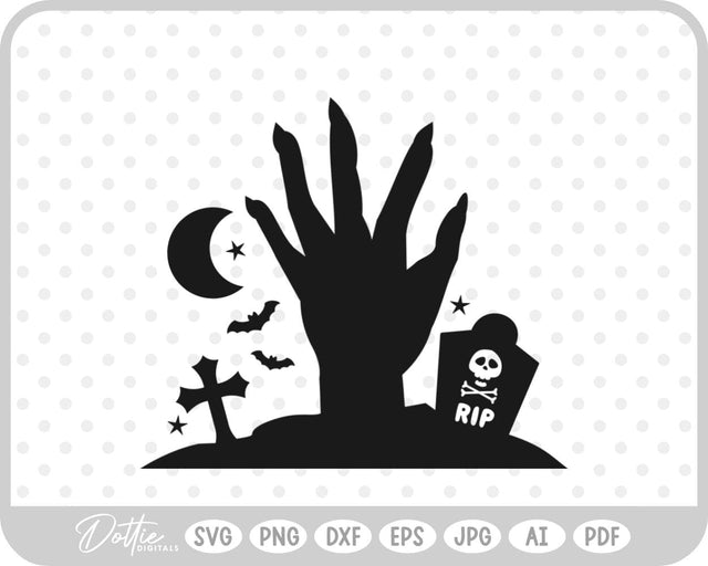Zombie Hands Grave Halloween SVG DottieDigitals 