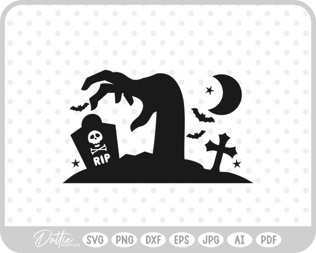 Zombie Hands Grave Halloween SVG DottieDigitals 