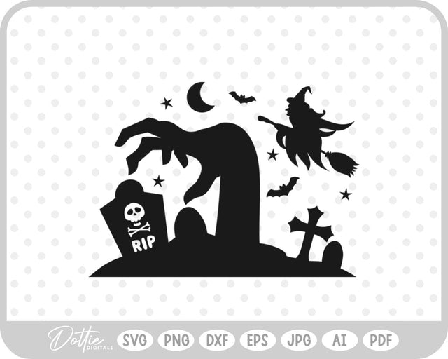 Zombie Hands Grave Halloween SVG DottieDigitals 