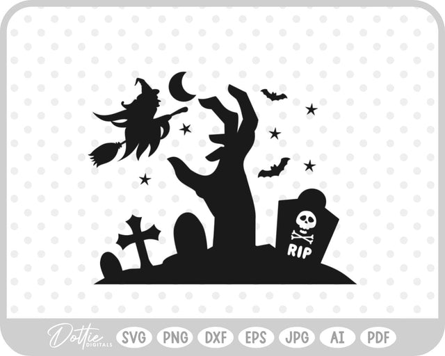 Zombie Hands Grave Halloween SVG DottieDigitals 