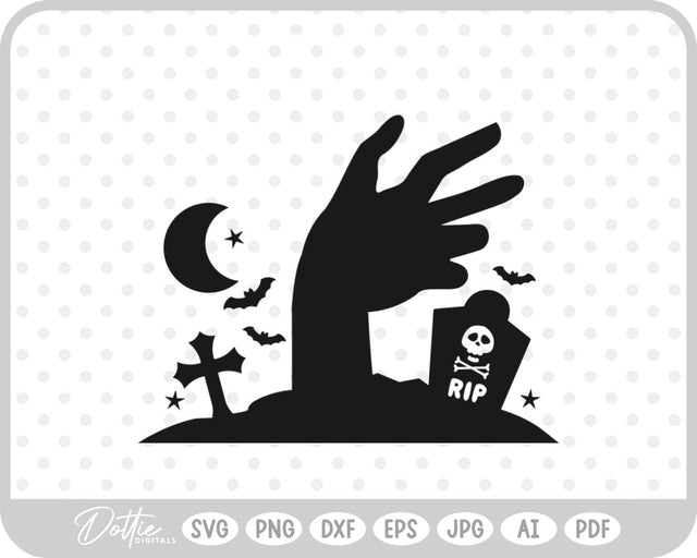 Zombie Hands Grave Halloween SVG DottieDigitals 