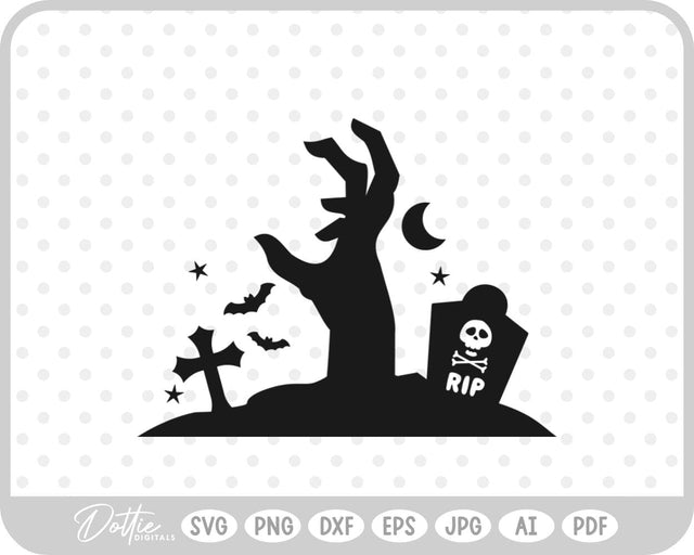 Zombie Hands Grave Halloween SVG DottieDigitals 
