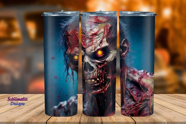Zombie Horror 20 oz Tumbler Wrap | Halloween 20 oz Skinny Tumbler Wrap Sublimation Zombie Design Sublimation Sublimatiz Designs 