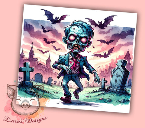 Zombie in The Cemeter 20 oz Skinny Tumbler Sublimation Design, Straight & Tapered Tumbler Png, Halloween Zombie Tumbler Png, Digital Download PNG Sublimation Lara' s Designs 