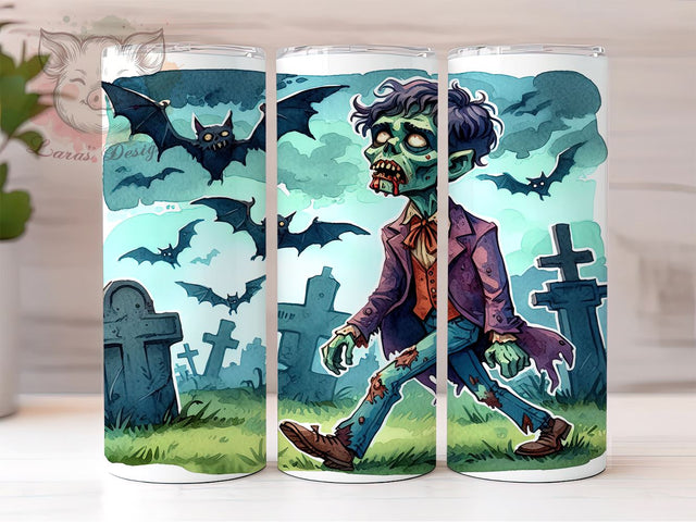 Zombie in The Cemeter 20 oz Skinny Tumbler Sublimation Design, Straight & Tapered Tumbler Png, Halloween Zombie Tumbler Png, Digital Download PNG Sublimation Lara' s Designs 