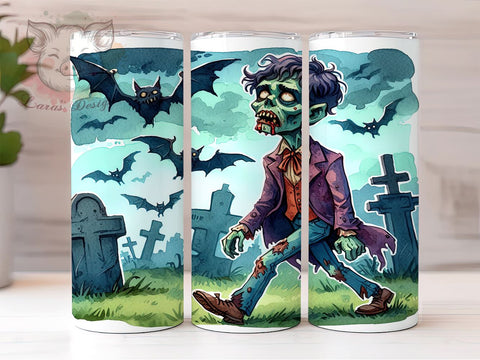 Zombie in The Cemeter 20 oz Skinny Tumbler Sublimation Design, Straight & Tapered Tumbler Png, Halloween Zombie Tumbler Png, Digital Download PNG Sublimation Lara' s Designs 