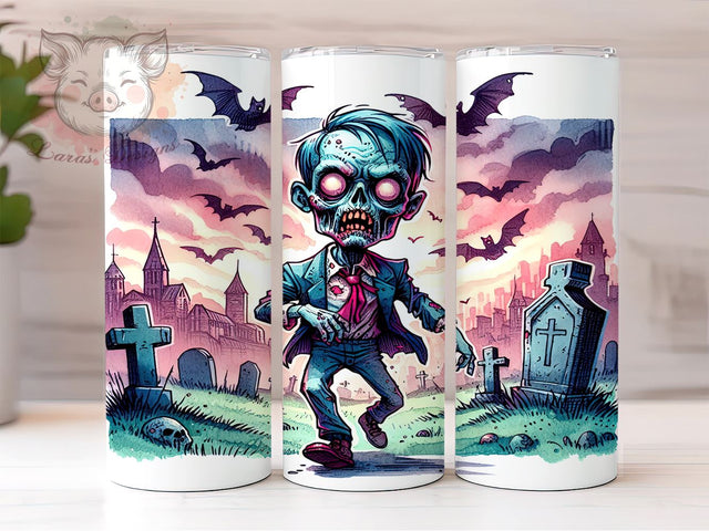 Zombie in The Cemeter 20 oz Skinny Tumbler Sublimation Design, Straight & Tapered Tumbler Png, Halloween Zombie Tumbler Png, Digital Download PNG Sublimation Lara' s Designs 