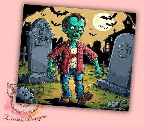 Zombie in The Cemeter 20 oz Skinny Tumbler Sublimation Design, Straight & Tapered Tumbler Png, Halloween Zombie Tumbler Png, Digital Download PNG Sublimation Lara' s Designs 