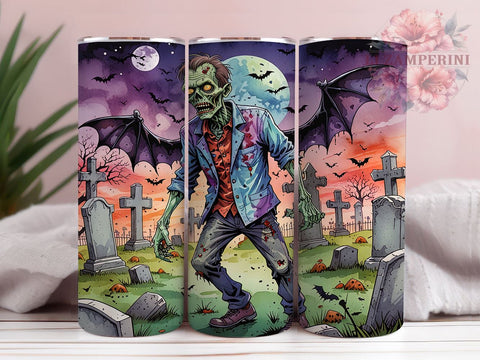 Zombie in The Cemetery 20oz Tumbler Wrap PNG, Spooky Tumbler PNG Sublimation Design, Straight & Tapered Tumbler Wrap, Instant Digital Download Sublimation Li Zamperini 