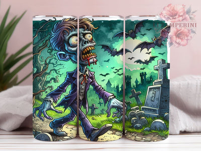 Zombie in The Cemetery 20oz Tumbler Wrap PNG, Spooky Tumbler PNG Sublimation Design, Straight & Tapered Tumbler Wrap, Instant Digital Download Sublimation Li Zamperini 