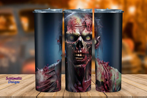 Zombie Night 20 oz Tumbler Wrap | Halloween 20 oz Skinny Tumbler Wrap Sublimation Zombie Design Sublimation Sublimatiz Designs 