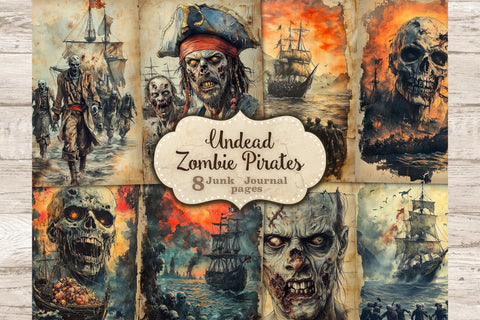 Zombie Pirates Junk Journal Page | Scary Halloween Printable SVG GlamArtZhanna 
