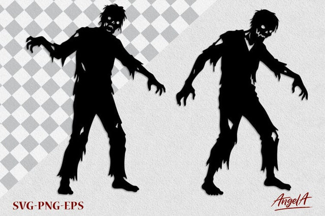 Zombie silhouette SVG Scary Halloween clipart SVG Angelina Semenova 