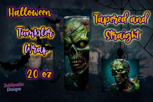 Zombie Skinny Tumbler Wrap | 20 oz Skinny Tumbler Wrap Sublimation Design Sublimation Sublimatiz Designs 