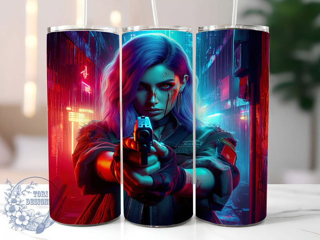 Zombie Slayer Girl Tumbler Wrap, Apocalypse Hero Wrap, 20oz Tumbler Sublimation, Fierce Undead Fighter Design, Horror Survival Sublimation, Badass Zombie Hunter Tumbler, Post-Apocalyptic Wrap Sublimation ToriDesigns 