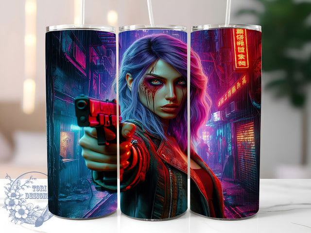 Zombie Slayer Girl Tumbler Wrap, Apocalypse Hero Wrap, 20oz Tumbler Sublimation, Fierce Undead Fighter Design, Horror Survival Sublimation, Badass Zombie Hunter Tumbler, Post-Apocalyptic Wrap Sublimation ToriDesigns 