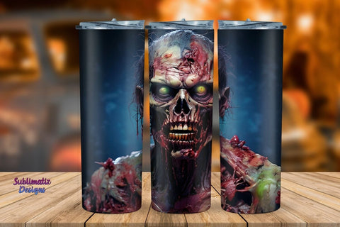 Zombie Tumbler Wrap 20 oz Horror | Halloween 20 oz Skinny Tumbler Wrap Sublimation Zombie Design Sublimation Sublimatiz Designs 