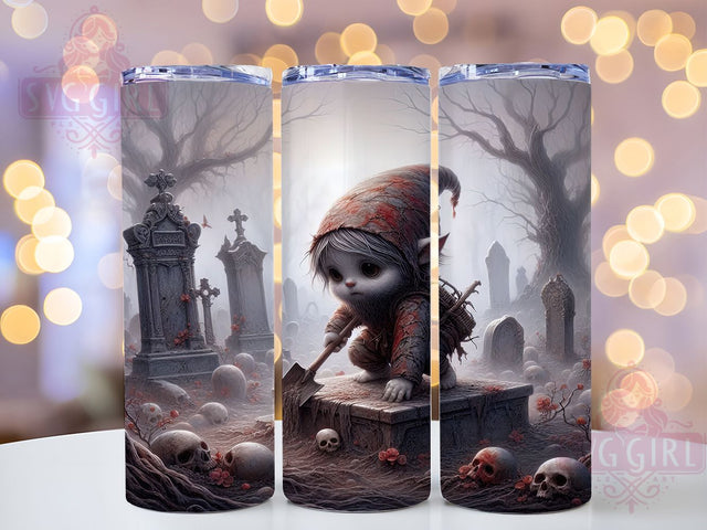 Zombie Undead Halloween Gnome Tumbler, Halloween Gnome Wrap, 20oz Sublimation, Spooky Gnome Cup, Undead Gnome Design, Zombie Drinkware, Horror Tumbler Wrap Sublimation SvggirlplusArt 