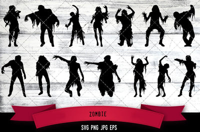 Zombie Vector Bundle - JPG, SVG, PNG, EPS - Digital Download with Commercial License for Cricut, Silhouette, Scan N Cut Crafting SVG Loveleen Kaur 