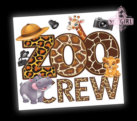 Zoo Crew, 20oz Tumbler, PNG Sublimation, Animal Lover Gift, Zoo Party, Kids Tumbler, Wildlife Decor, Tumbler Wrap Sublimation SvggirlplusArt 