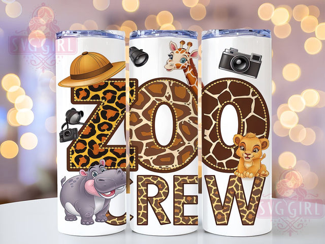 Zoo Crew, 20oz Tumbler, PNG Sublimation, Animal Lover Gift, Zoo Party, Kids Tumbler, Wildlife Decor, Tumbler Wrap Sublimation SvggirlplusArt 