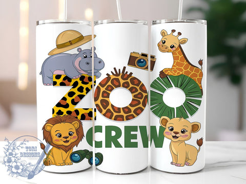 Zoo Crew, Animal Lovers, 20oz Tumbler, Sublimation Design, Kids Tumbler, Wildlife Decor, Fun Gift, Safari Theme Sublimation ToriDesigns 