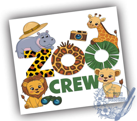 Zoo Crew, Animal Lovers, 20oz Tumbler, Sublimation Design, Kids Tumbler, Wildlife Decor, Fun Gift, Safari Theme Sublimation ToriDesigns 