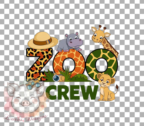 Zoo Crew, Animal PNG, Sublimation Design, Digital Download, Cute Animals, Zoo Theme, Kids Decor, Wildlife Art Sublimation Lara' s Designs 