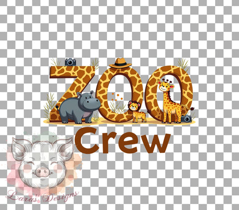 Zoo Crew, Animal PNG, Sublimation Design, Digital Download, Cute Animals, Zoo Theme, Kids Decor, Wildlife Art Sublimation Lara' s Designs 