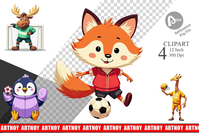 Zoo Football Team Clipart Sublimation artnoy 