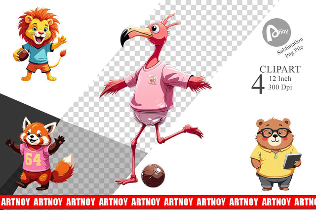 Zoo Football Team Clipart Sublimation artnoy 