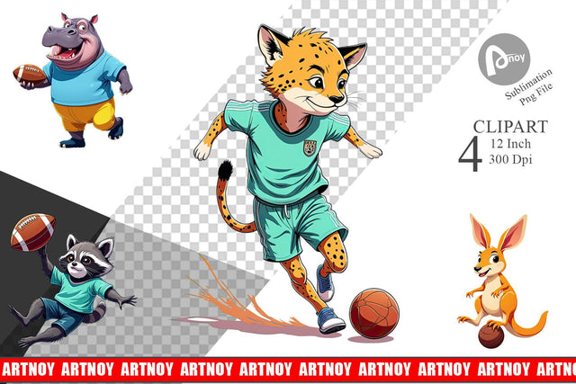 Zoo Football Team Clipart Sublimation artnoy 