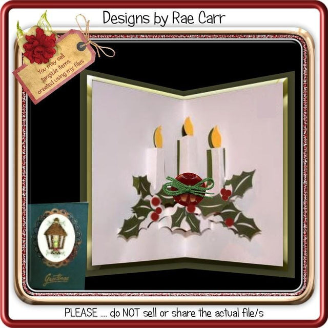 002 Christmas Candle Pop Up Card Insert Multiple Machine Formats SVG Designs by Rae 