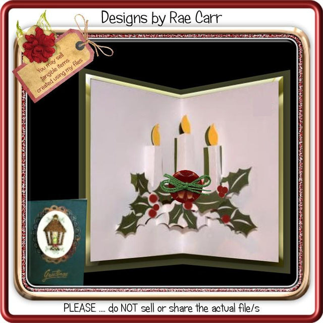 002 Christmas Candles Pop Up Greeting Card SVG Designs by Rae 