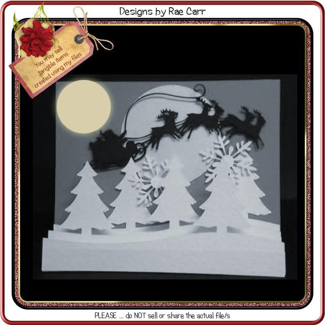 013 Christmas Santa In A Sleigh Step Greeting Card SVG Designs by Rae 