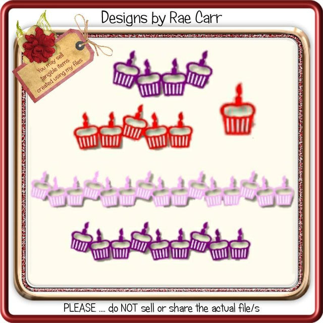 016 Cupcake Toppers for Cards and Vinyl SVG Designs by Rae 