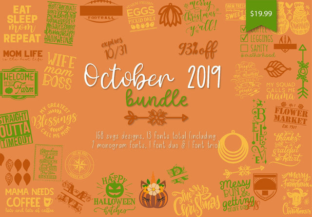 1 DAY LEFT - October 2019 Bundle Bundle So Fontsy Design Shop 