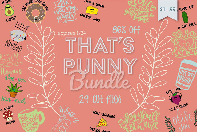 1 Day Left: That's Punny Bundle Bundle So Fontsy Design Shop 