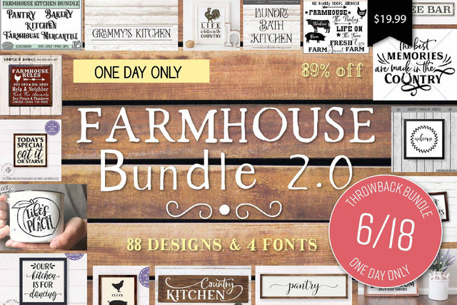 1 Day Only Throwback: Farmhouse Bundle 2.0 Bundle So Fontsy Design Shop 