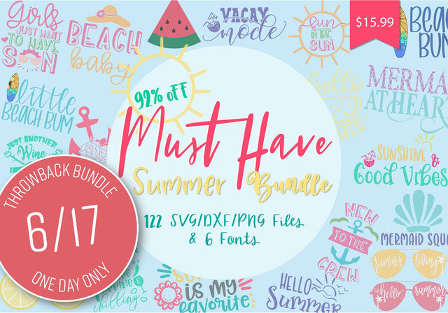 1 Day Only Throwback: Must Have Summer Bundle Bundle So Fontsy Design Shop 