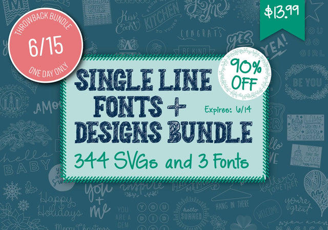 1 Day Only Throwback: Single Line Fonts and Designs Bundle Bundle So Fontsy Design Shop 