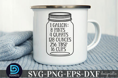 1 Gallon: 8 pints 4 quarts 128 ounces 256 tbsp 16 cups, Kitchen Monogram SVG SVG DESIGNISTIC 