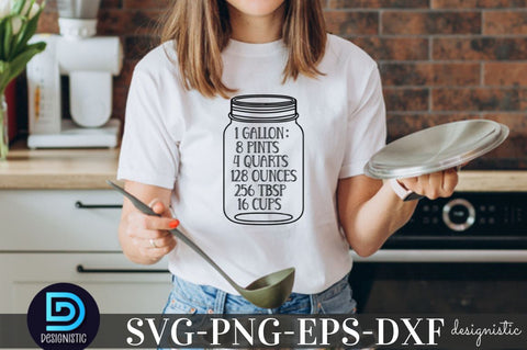 1 Gallon: 8 pints 4 quarts 128 ounces 256 tbsp 16 cups, Kitchen Monogram SVG SVG DESIGNISTIC 