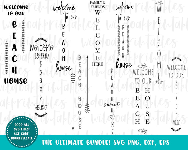 10 beach house porch signs svg bundle, beach porch bundle signs svg, welcome porch sign svg, beach house sign svg, home sweet home sign SVG WildOakSVG 