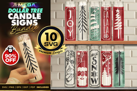 10 Christmas Candle Designs | Dollar Tree | SVG Bundle SVG The Vintage Signs Shop 
