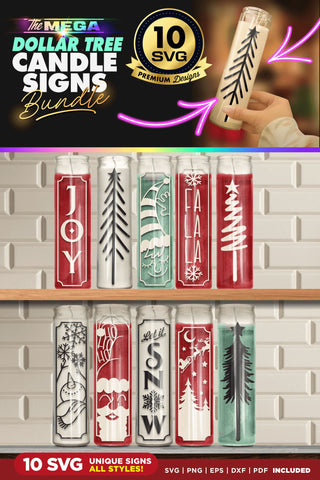 10 Christmas Candle Designs | Dollar Tree | SVG Bundle SVG The Vintage Signs Shop 