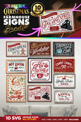 10 Christmas Farmhouse Signs | SVG BUNDLE SVG The Vintage Signs Shop 