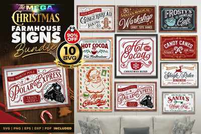10 Christmas Farmhouse Signs | SVG BUNDLE SVG The Vintage Signs Shop 