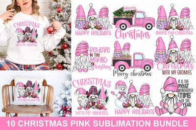 10 Christmas Pink Sublimation Bundle SVG fokiira 